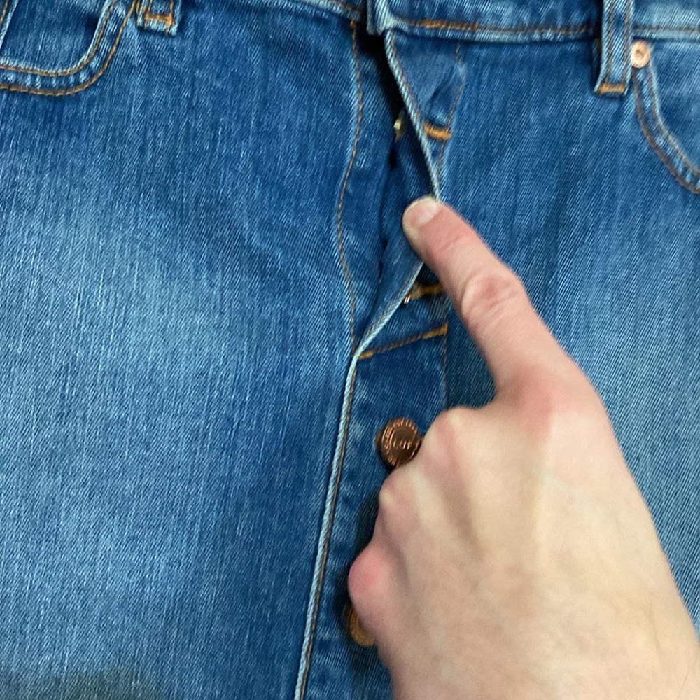 LOFT Button Front Denim Skirt - Picture 4 of 12